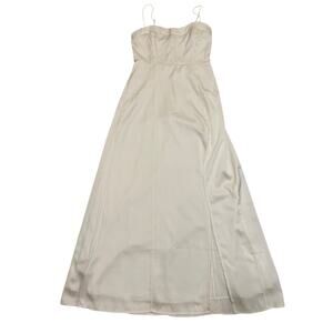 Abercrombie & Fitch XS Petite Camille Dress | Ivory Satin, Smocked Back, Bridal